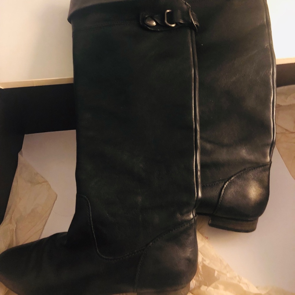 Coach black leather riding boots